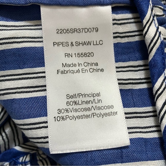 Veronica Beard Zee Dress Linen Viscose Tiered Flutter Sleeve Mini Blue Striped 4 - Picture 11 of 12